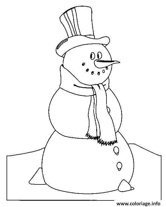 Dessin bonhomme de neige chapeau Coloriage Gratuit à Imprimer