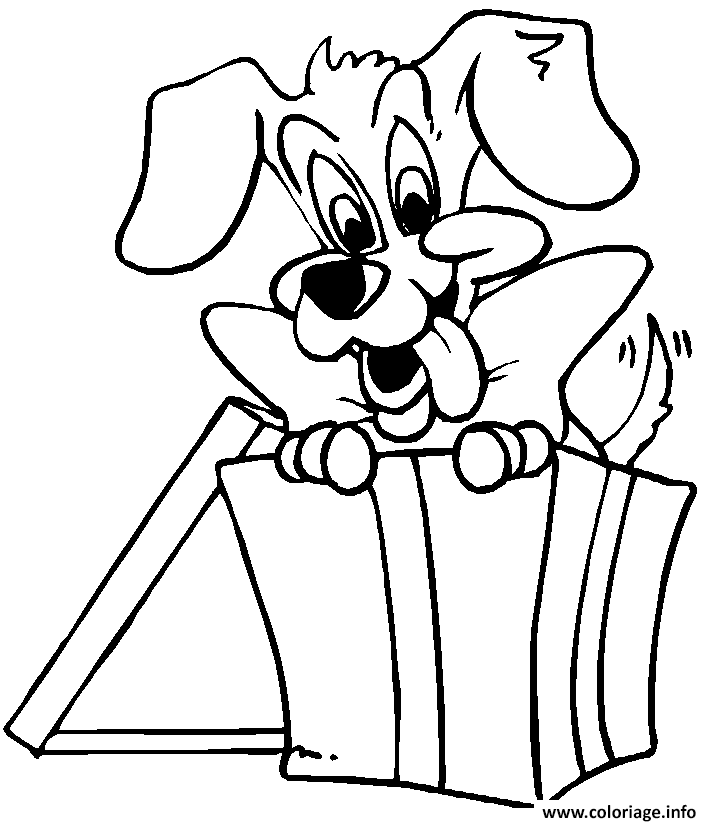 Dessin cadeau chien Coloriage Gratuit à Imprimer