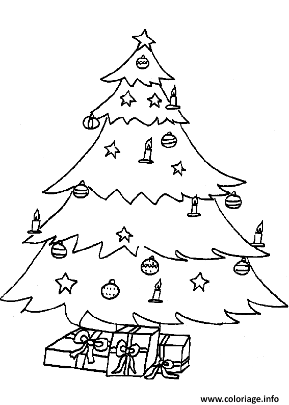 Dessin cadeaux sapin noel Coloriage Gratuit à Imprimer