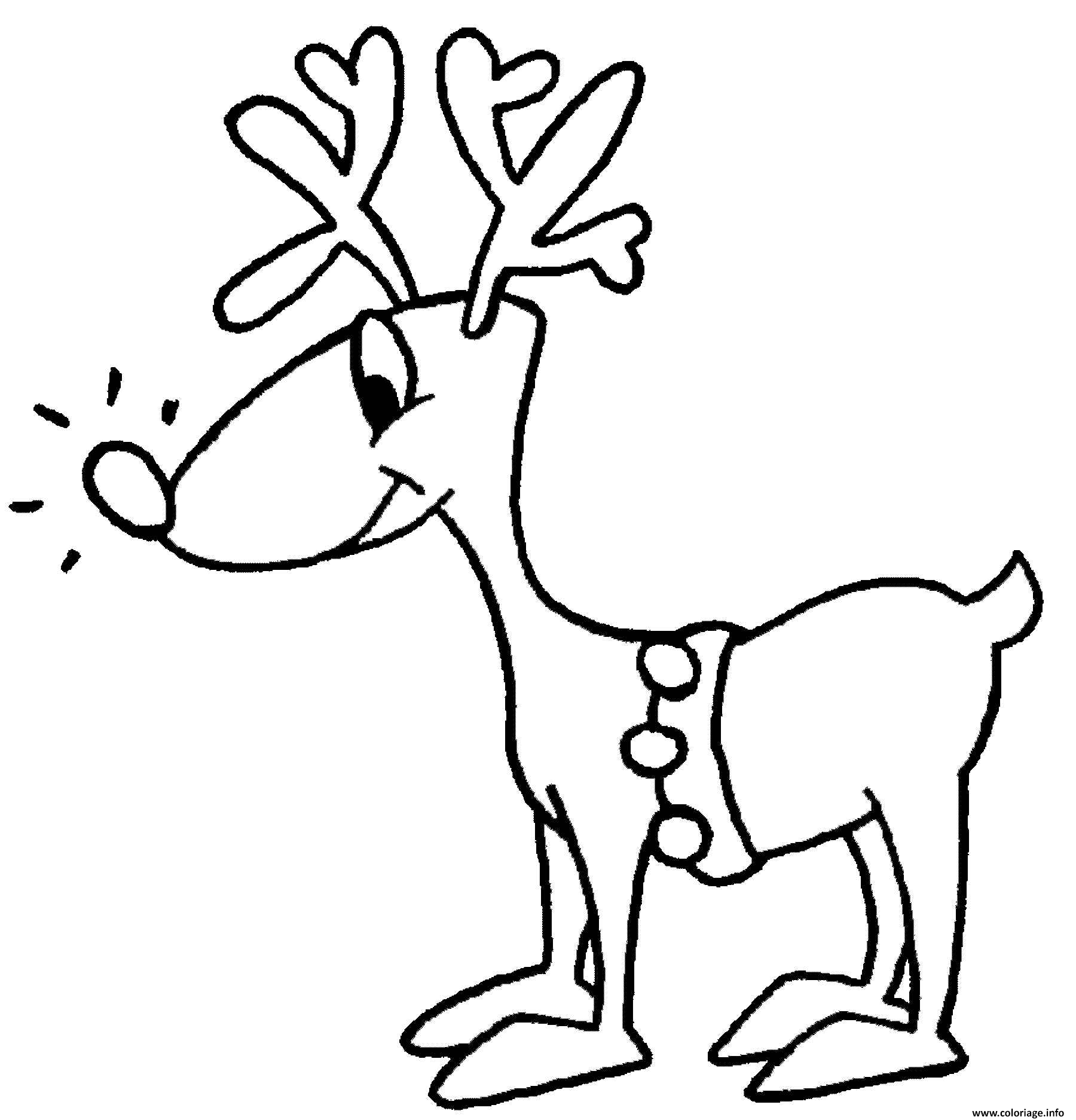 Dessin noel simple renne Coloriage Gratuit à Imprimer