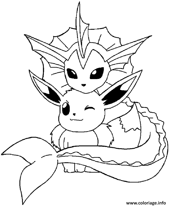 Dessin vaporeon and eevee Coloriage Gratuit à Imprimer