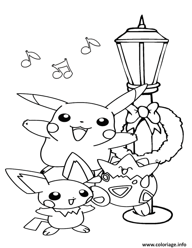 Dessin pikachu and friends singing coloring page Coloriage Gratuit à Imprimer