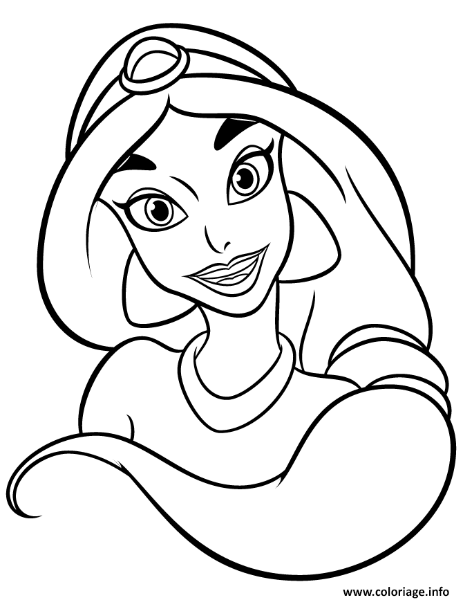 Dessin princesse disney facile yasmine Coloriage Gratuit à Imprimer