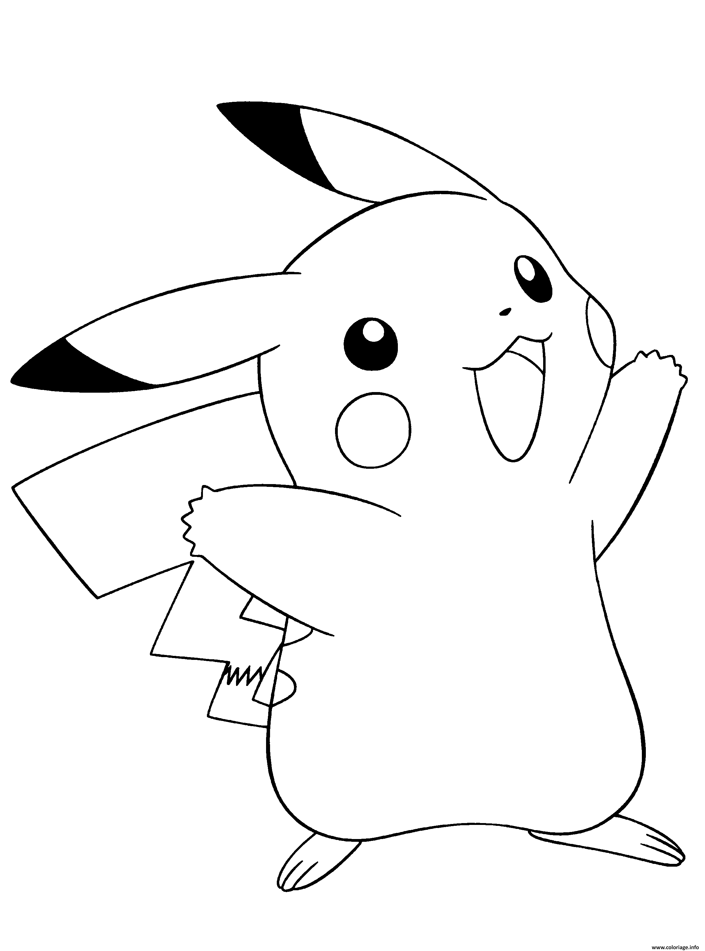 Dessin pokemon noir et blanc pikachu Coloriage Gratuit à Imprimer