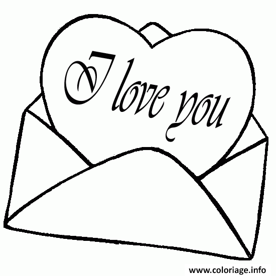 Coloriage Lettre Coeur I Love You Dessin Coeur A Imprimer