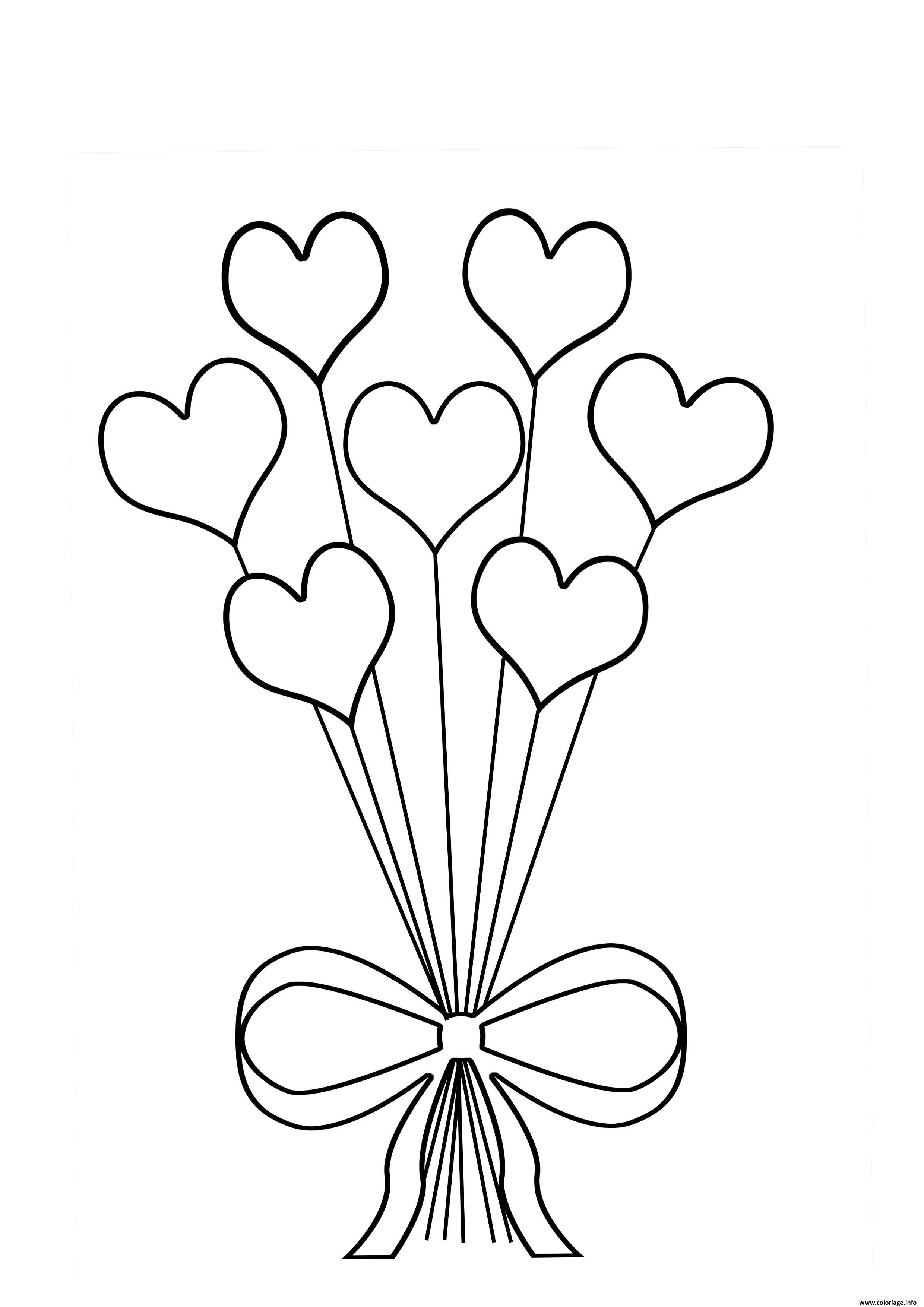 Coloriage bouquet de fleur en coeur dessin Dessin fleur facile