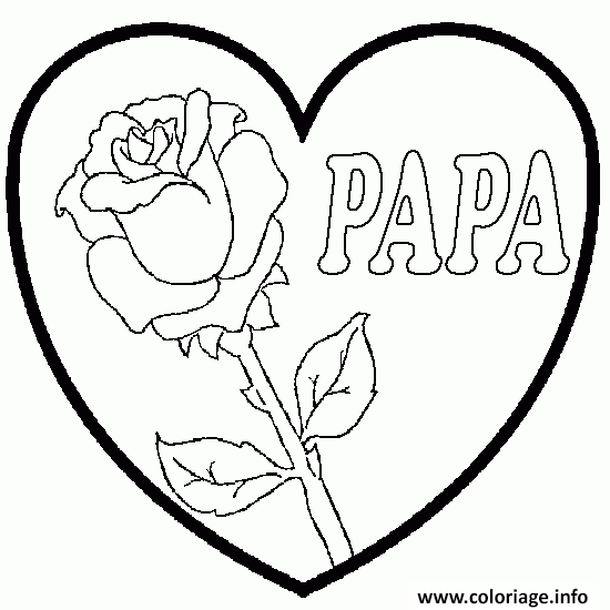 Coloriage rose coeur papa - JeColorie.com