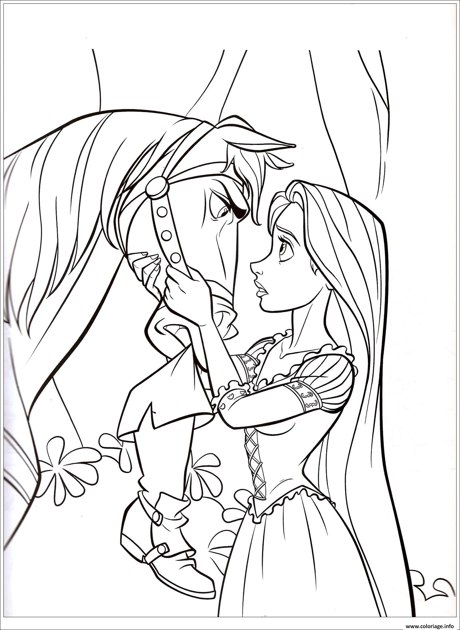 Dessin disney raiponce et pascal Coloriage Gratuit à Imprimer