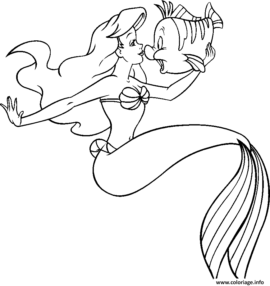 Coloriage Ariel La Petite Sirene Dans Leau Dessin à Imprimer