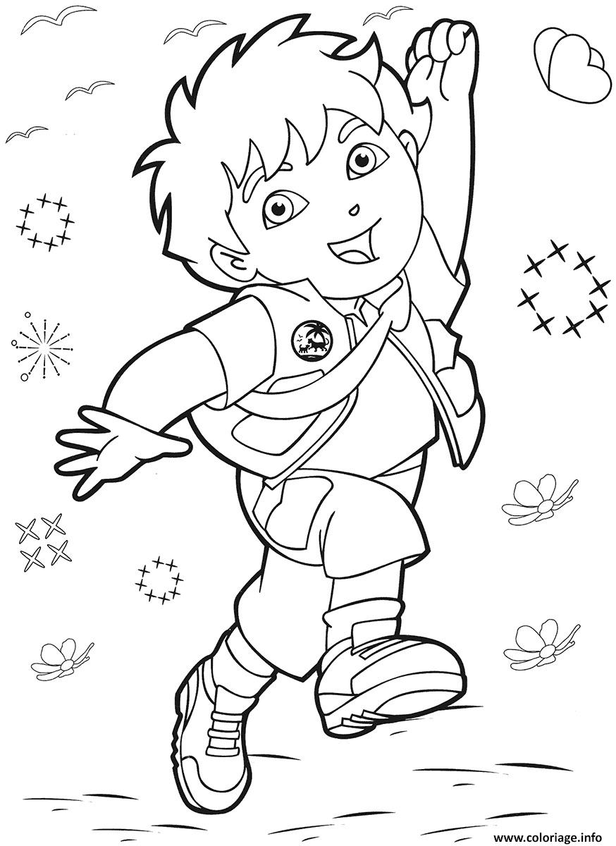 Dessin diego dora exploratrice ont du plaisir Coloriage Gratuit à Imprimer