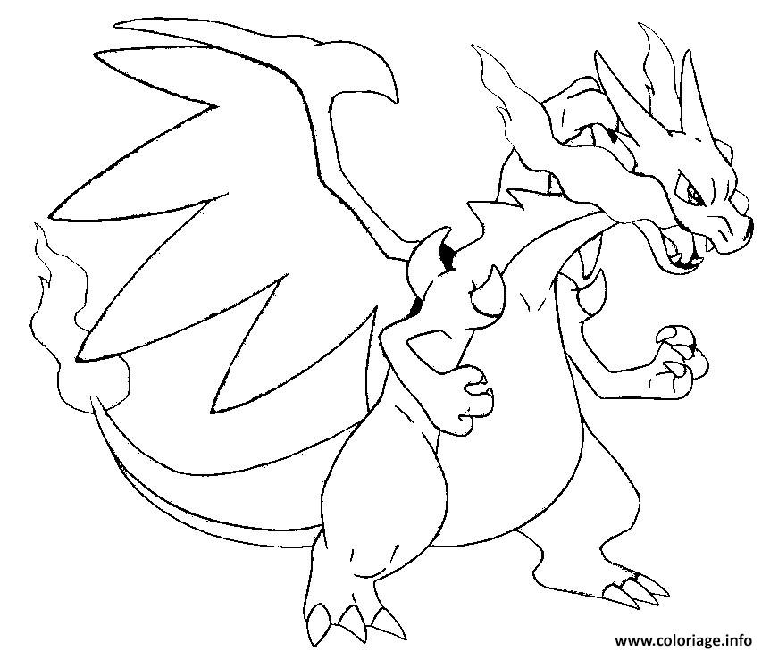 Coloriage Pokemon Mega Evolution X Dracaufeu 6 Dessin Pokemon Mega 