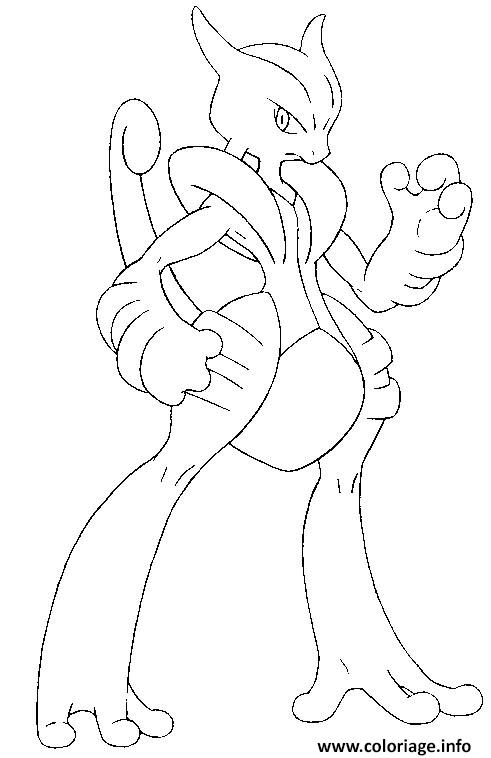 Dessin pokemon mega evolution X Mewtwo 150 Coloriage Gratuit à Imprimer