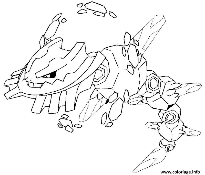 Dessin pokemon mega evolution Steelix 208 Coloriage Gratuit à Imprimer