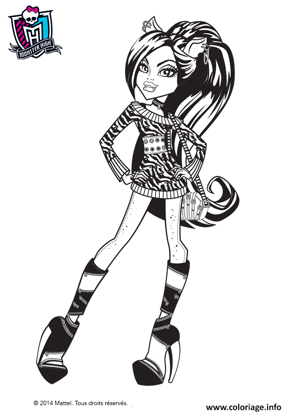 Coloriage monster high clawdeen wolf cheveux attaches - JeColorie.com