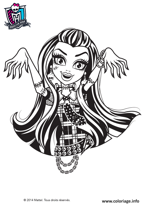 Coloriage monster high frankie stein gros plan - JeColorie.com