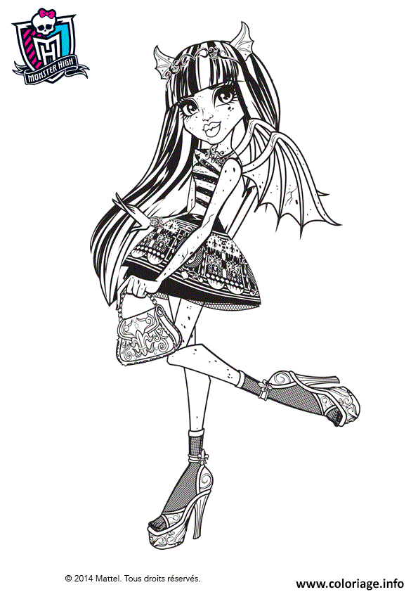 Dessin monster high rochelle goyle en tenue Coloriage Gratuit à Imprimer