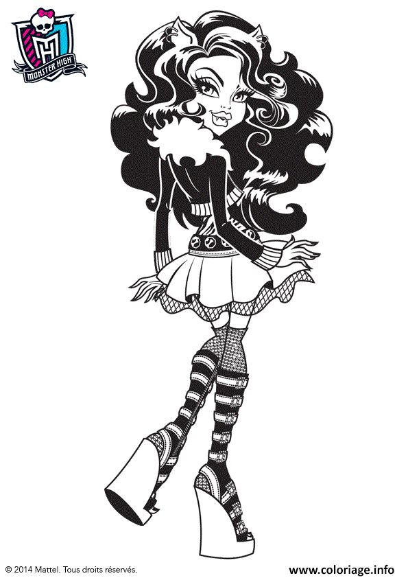 Dessin monster high clawdeen wolf de dos Coloriage Gratuit à Imprimer