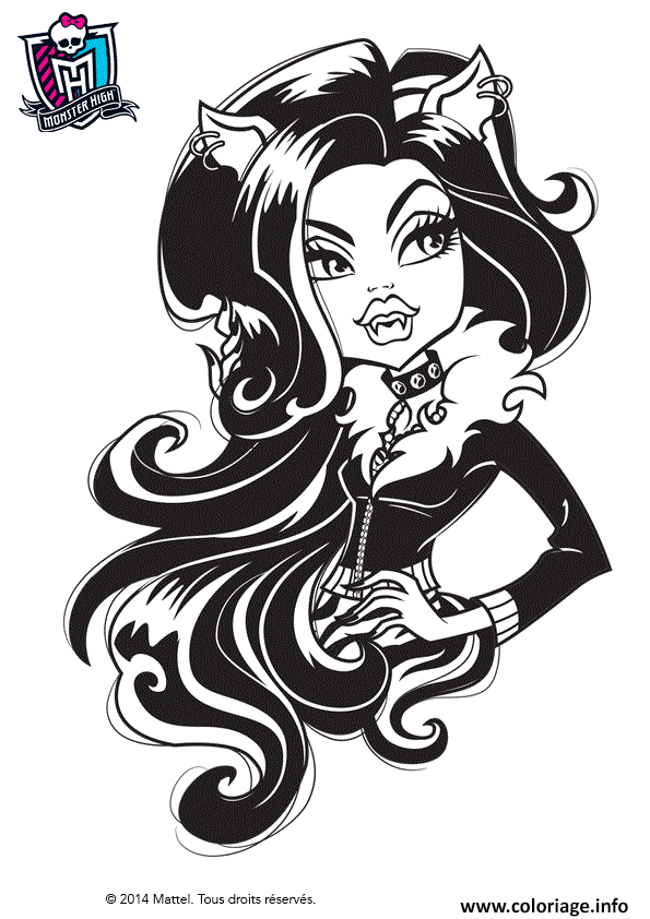 Dessin monster high clawdeen wolf gros plan Coloriage Gratuit à Imprimer