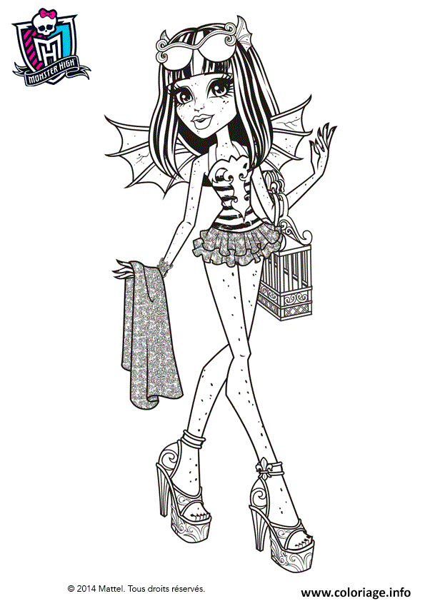 Dessin monster high rochelle goyle maillot de bain Coloriage Gratuit à Imprimer