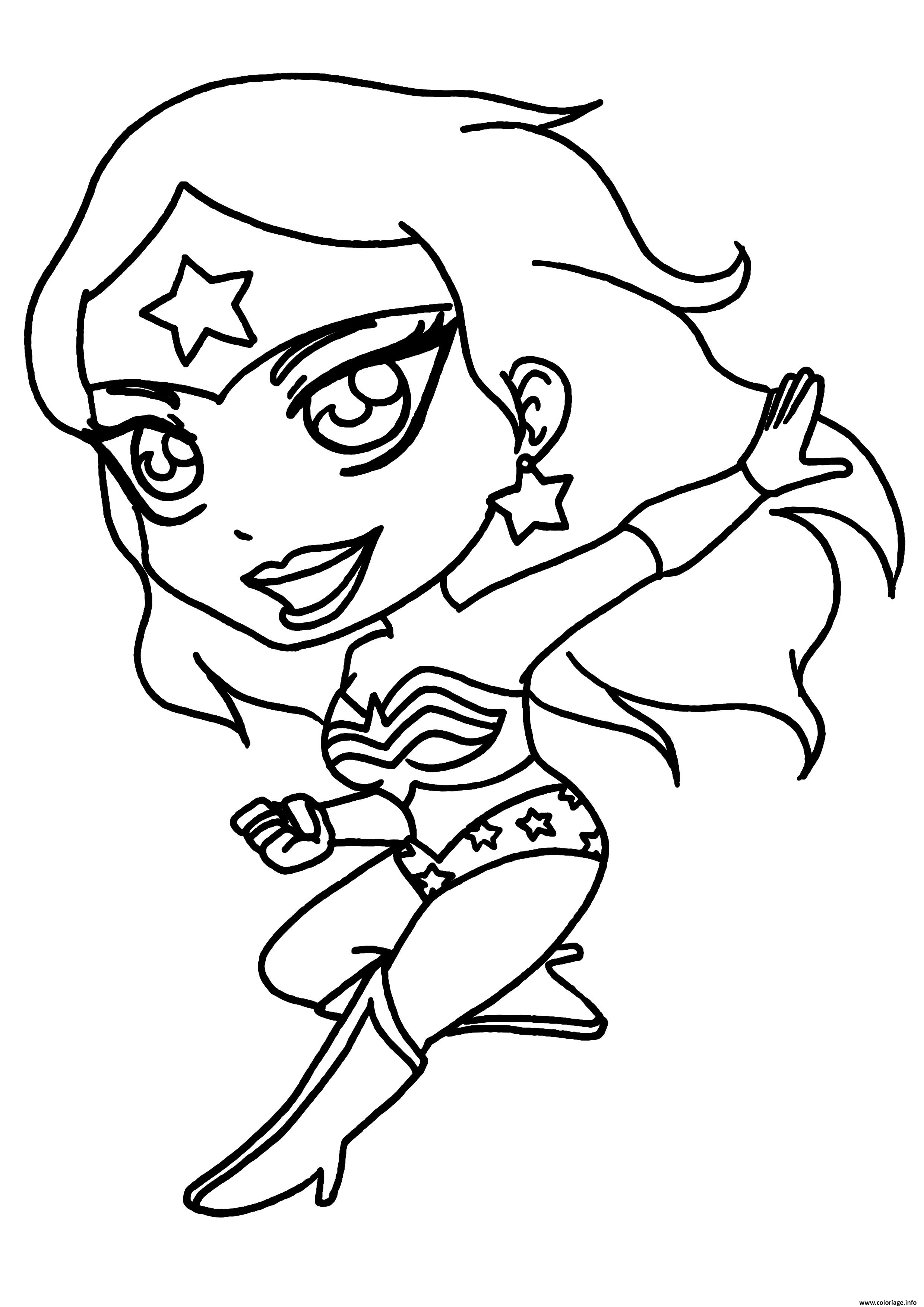 Dessin mini cute wonder woman bebe Coloriage Gratuit à Imprimer