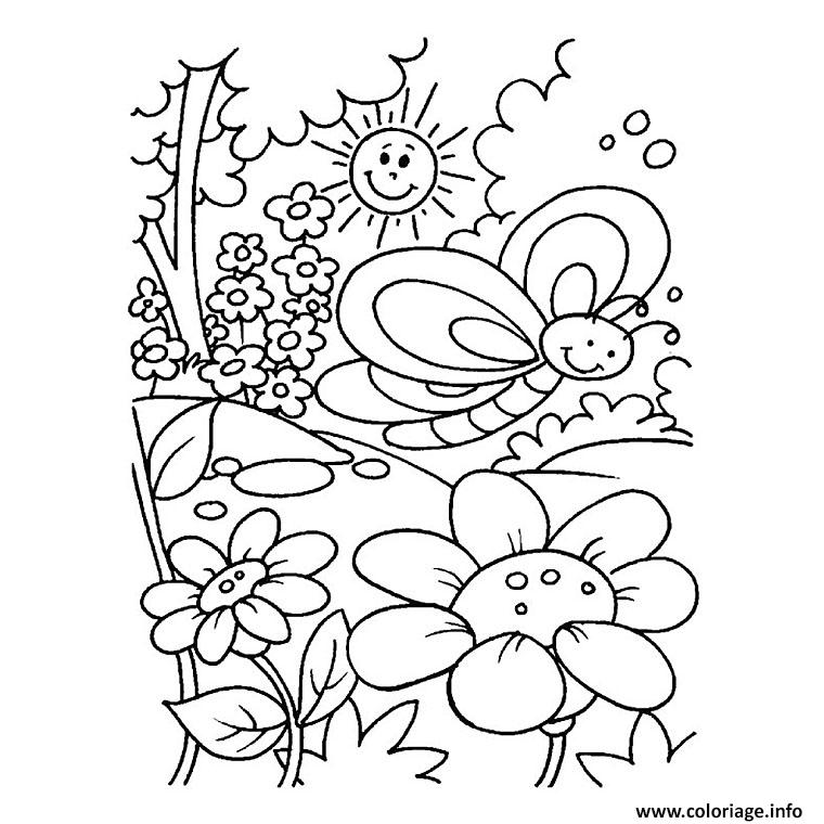 Dessin printemps fleurs Coloriage Gratuit à Imprimer