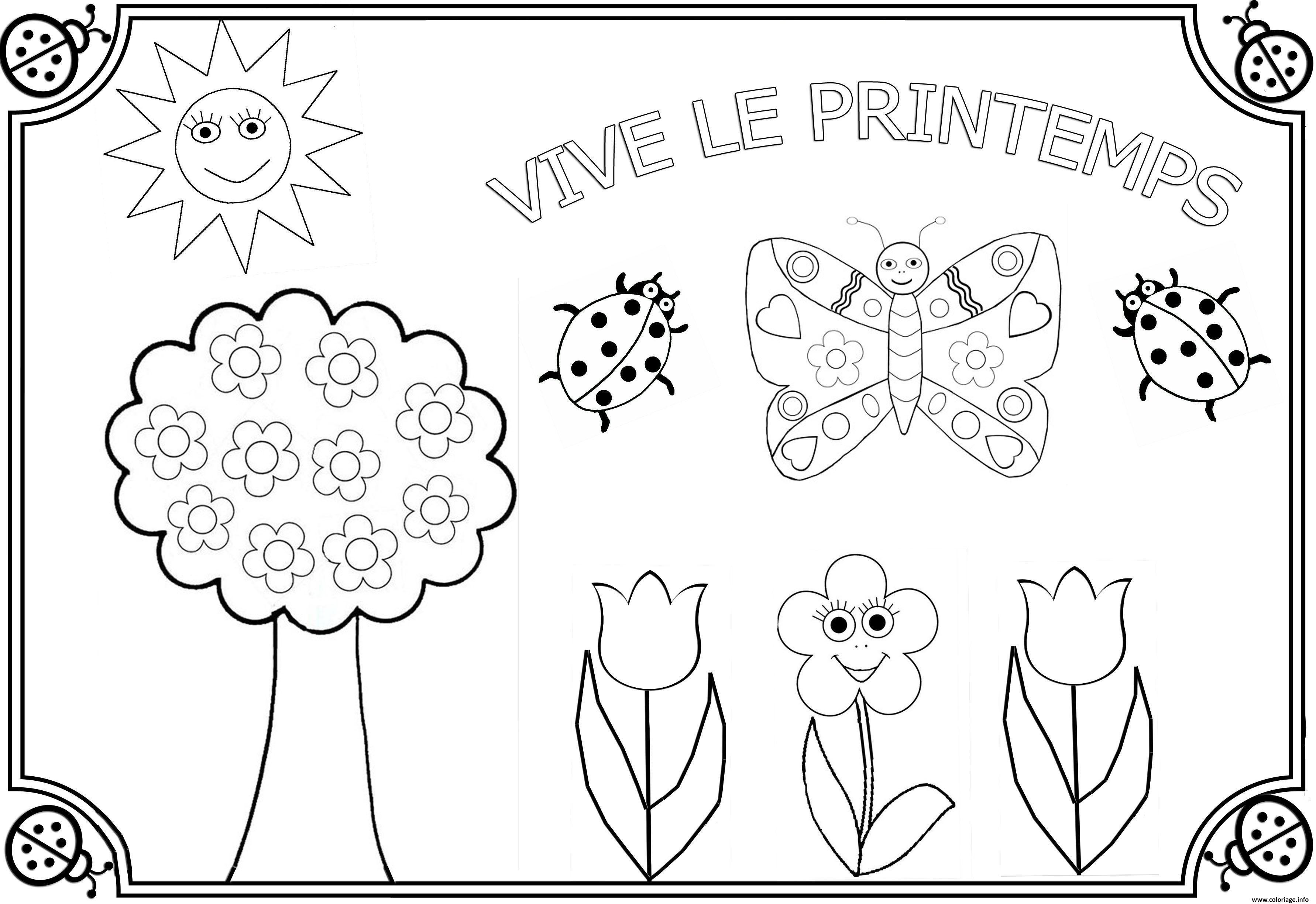 Coloriage Vive Le Printemps Maternelle Facile Dessin à Imprimer