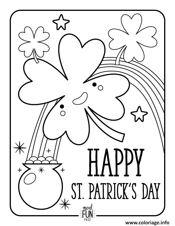 Coloriage Trefle Quatre Feuilles Dessin St Patrick à imprimer