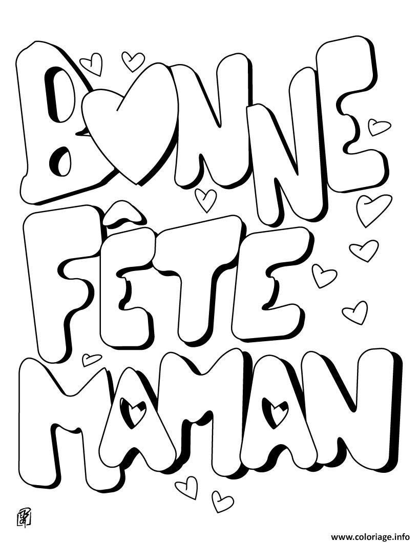 Coloriage bonne fete maman fete des meres - JeColorie.com