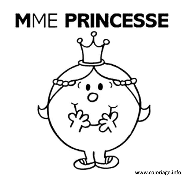 Coloriage Mme Princesse Monsieur Madame Dessin