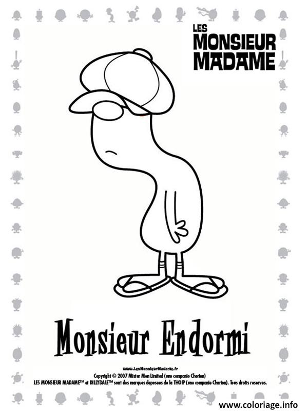 Dessin monsieur madame endormi Coloriage Gratuit à Imprimer