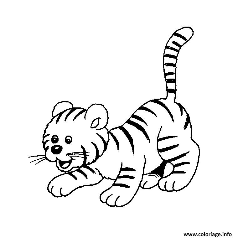 Dessin animaux mignon bebe tigre Coloriage Gratuit à Imprimer
