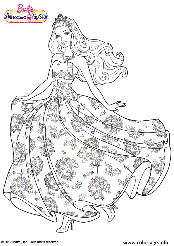 barbie princesse la pop star coloriage