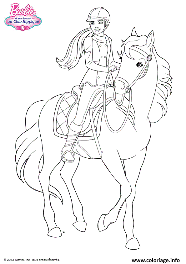 Dessin barbie et son cheval 2017 Coloriage Gratuit à Imprimer