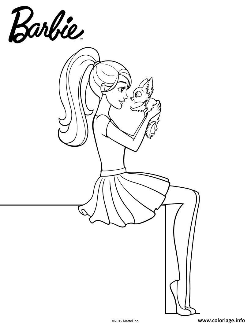 Coloriage Barbie Et Son Petit Chiot Jecolorie Com