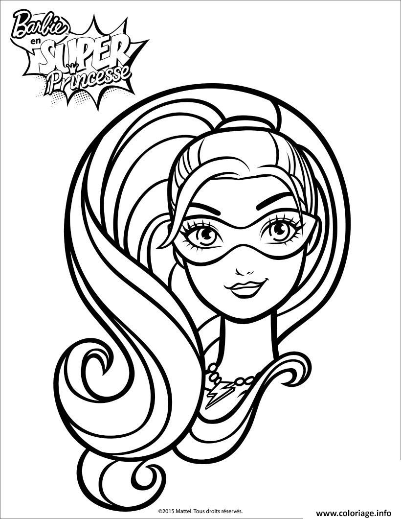 Dessin barbie princesse portrait de super paillette Coloriage Gratuit à Imprimer