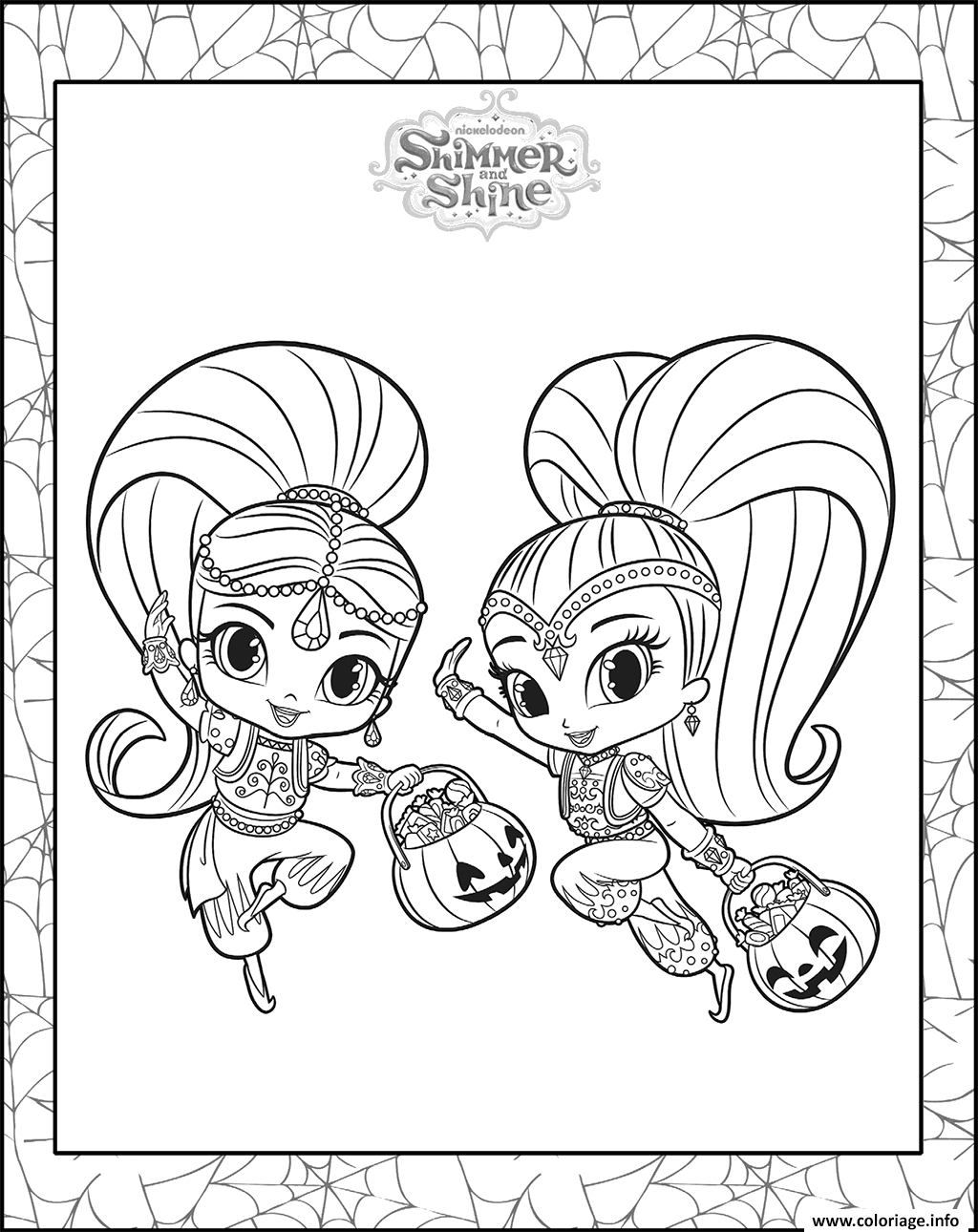 Dessin shimmer et shine Halloween Pack Coloriage Gratuit à Imprimer