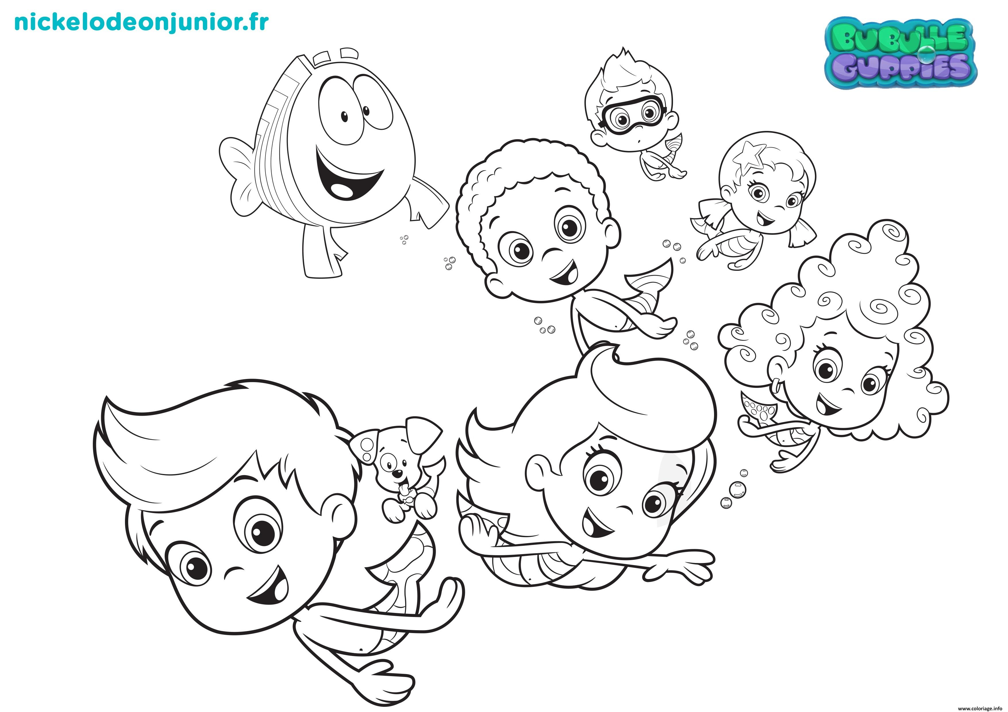 Dessin bubulle guppies dans l ocean Coloriage Gratuit à Imprimer