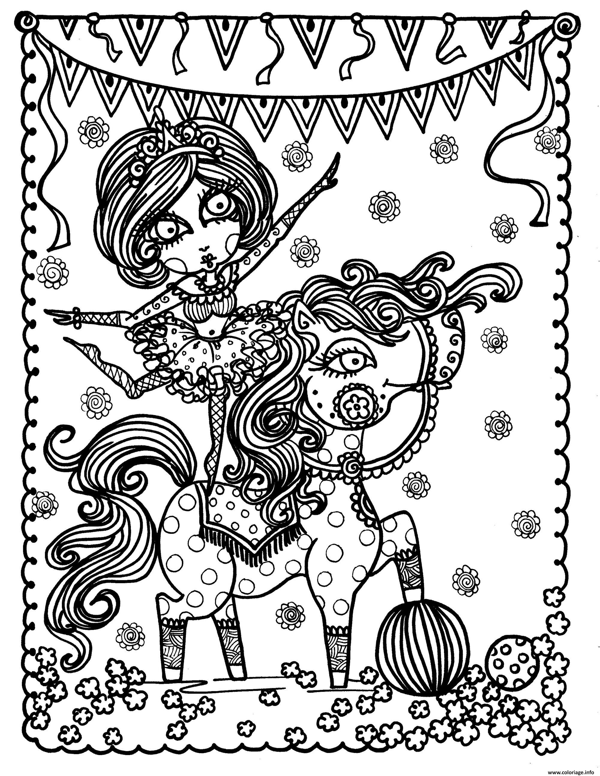 Coloriage Adulte Jeune Acrobate Sur Un Cheval Par Deborah Muller dessin Meilleur De Dessin A Colorier Barbie Et Le Cheval Magique