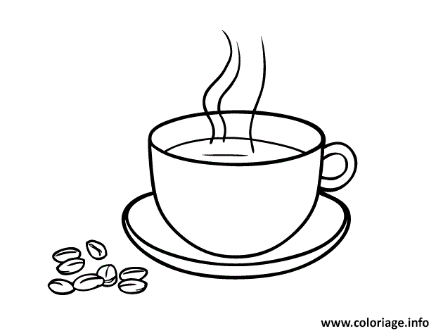 Dessin cafe 100 arabica avec grain de cafe Coloriage Gratuit à Imprimer