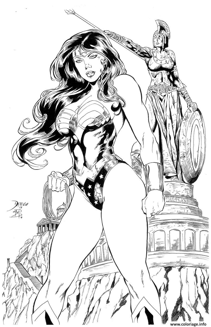 Dessin wonder woman in italy adulte par barquiel dc comics Coloriage Gratuit à Imprimer