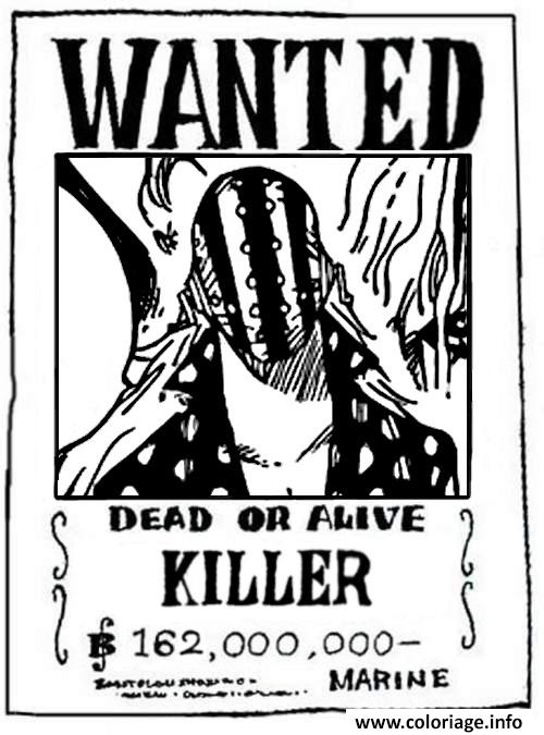 Dessin one piece wanted killer dead or alive Coloriage Gratuit à Imprimer