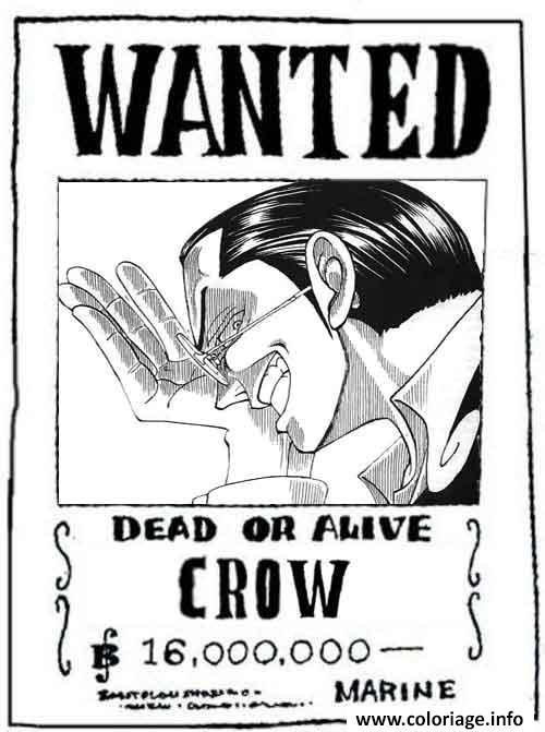 Coloriage one piece wanted crow dead or alive 