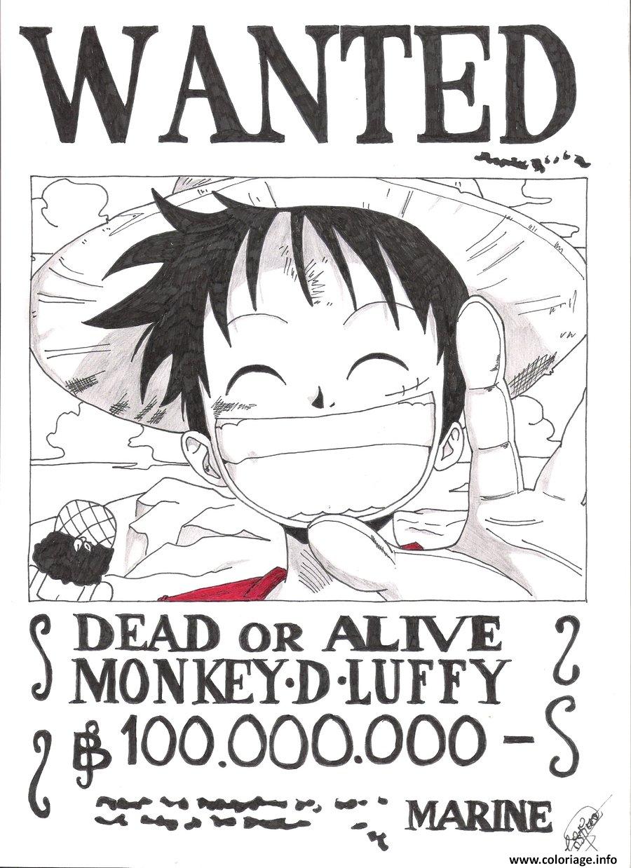 Coloriage One Piece Wanted Portgasdace Dead Or Alive Dessin One Piece à  imprimer