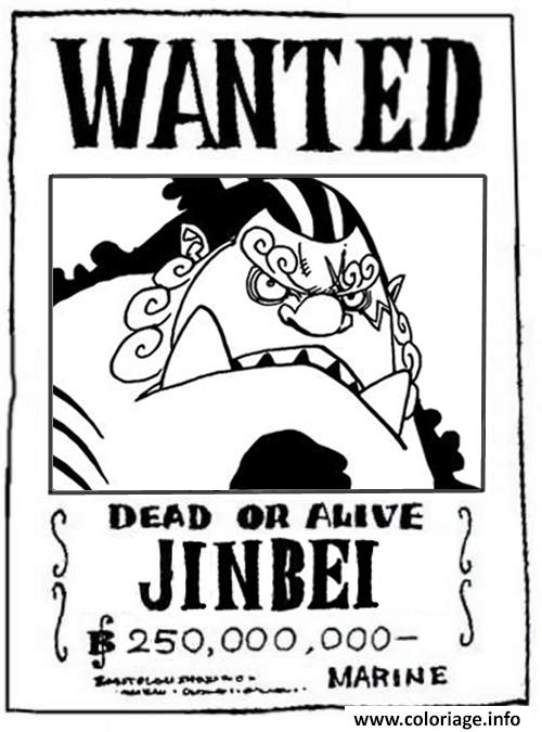 Coloriage One Piece Wanted Jinbei Dead Or Alive Dessin One Piece à imprimer