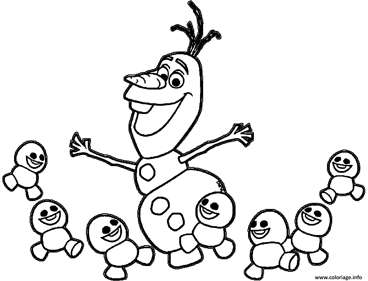 Coloriage Olaf Dance Avec Les Snowgies De La Reine Des Neiges Dessin à Imprimer