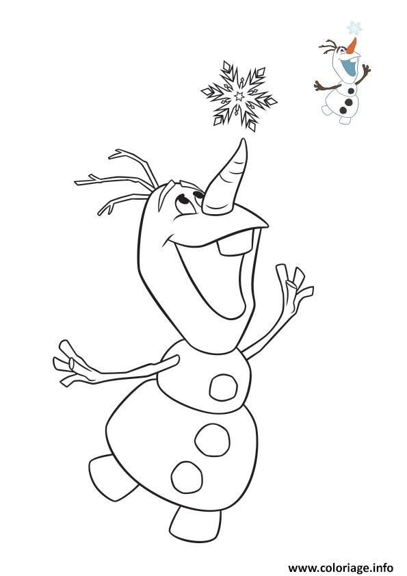Dessin Olaf et un flocon de neige Coloriage Gratuit à Imprimer