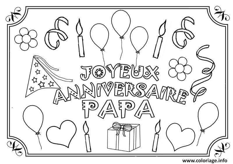 coloriage à imprimer anniversaire Coloriage Joyeux Anniversaire Papa Fete Des Peres Dessin coloriage à imprimer anniversaire