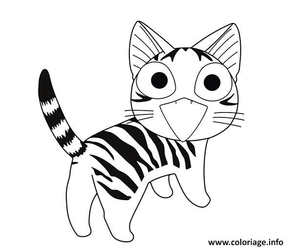 Dessin chat chi manga surpris Coloriage Gratuit à Imprimer