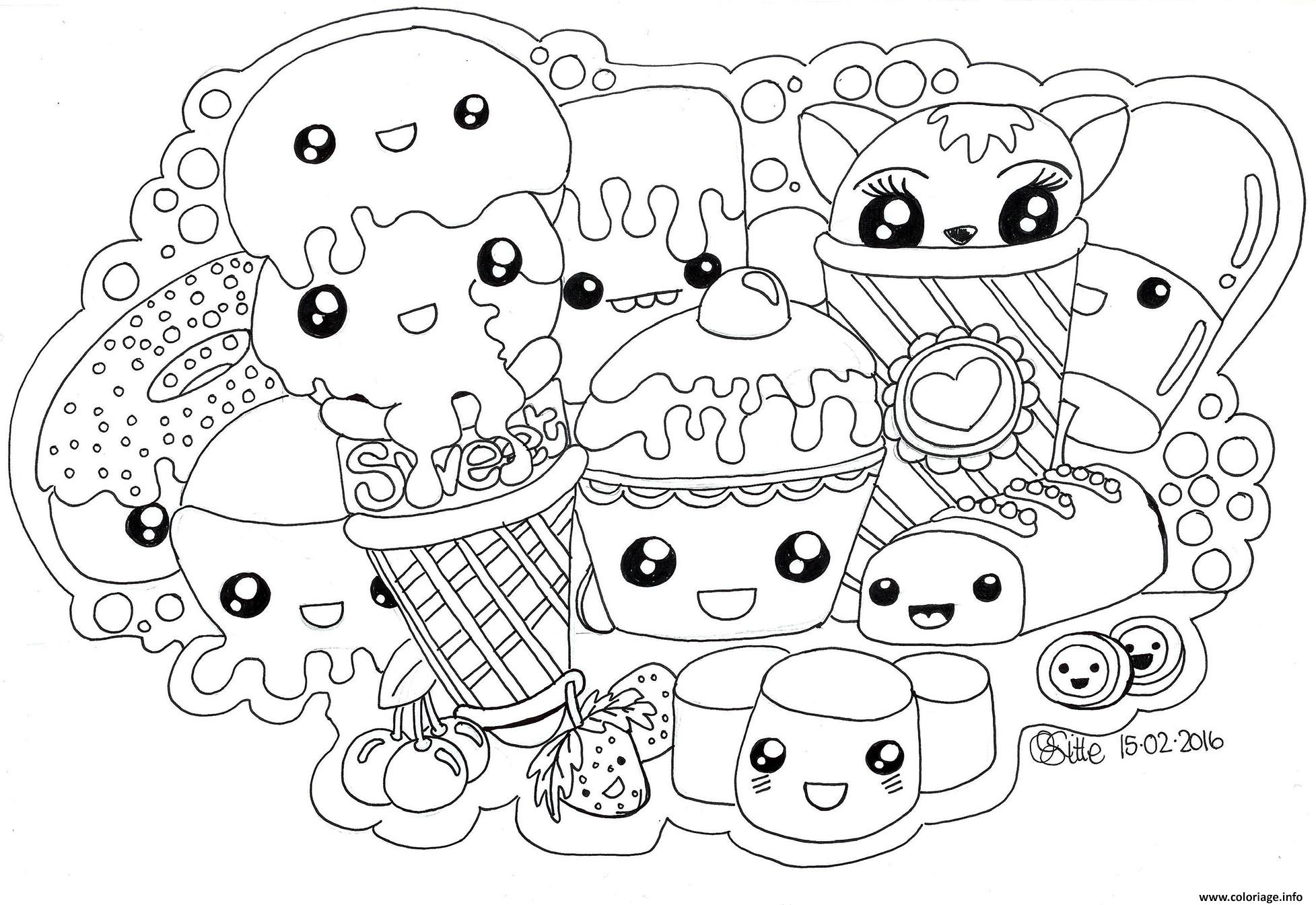 Coloriages kawaii fille à imprimer