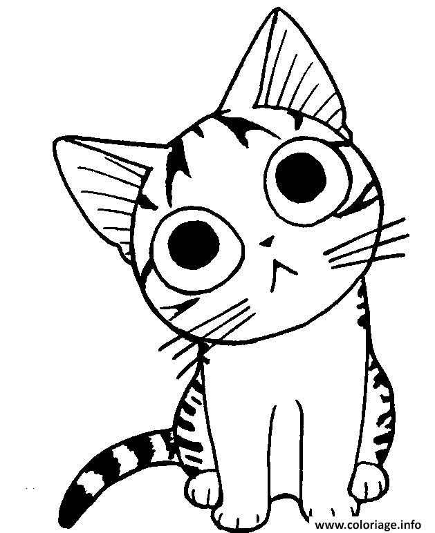 Dessin manga chat intrige Coloriage Gratuit à Imprimer